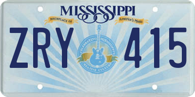 MS license plate ZRY415