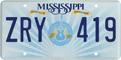 MS license plate ZRY419