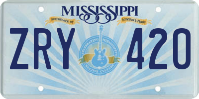 MS license plate ZRY420