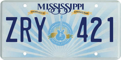 MS license plate ZRY421