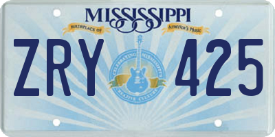 MS license plate ZRY425