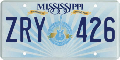 MS license plate ZRY426