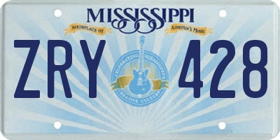 MS license plate ZRY428