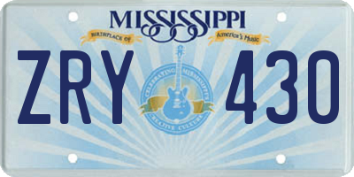 MS license plate ZRY430