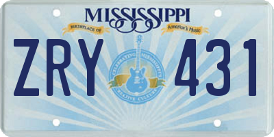 MS license plate ZRY431