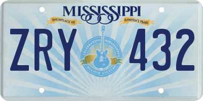 MS license plate ZRY432