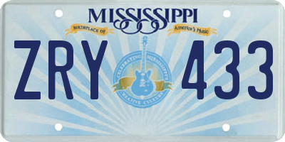 MS license plate ZRY433