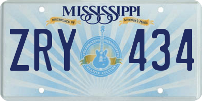 MS license plate ZRY434