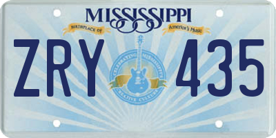 MS license plate ZRY435