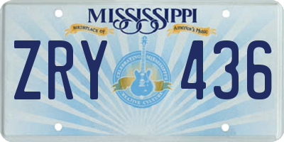 MS license plate ZRY436