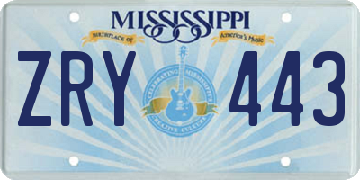 MS license plate ZRY443