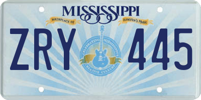 MS license plate ZRY445