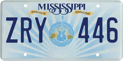 MS license plate ZRY446
