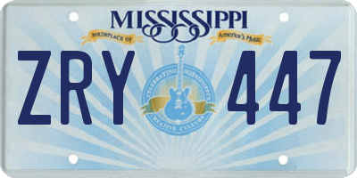 MS license plate ZRY447