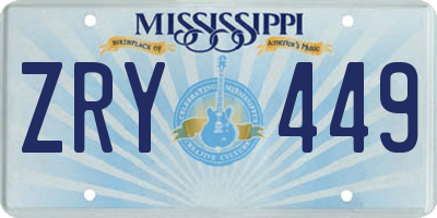 MS license plate ZRY449