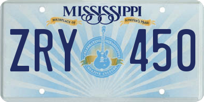 MS license plate ZRY450