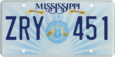 MS license plate ZRY451