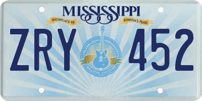 MS license plate ZRY452