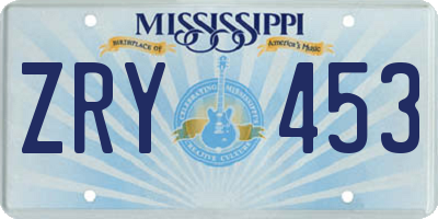 MS license plate ZRY453