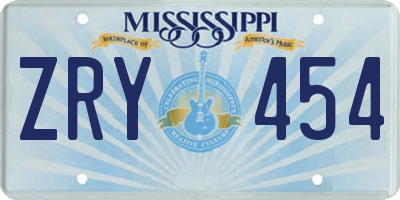 MS license plate ZRY454