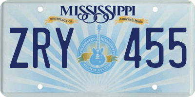 MS license plate ZRY455