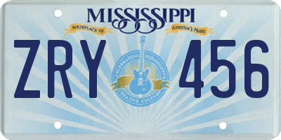 MS license plate ZRY456