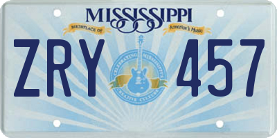 MS license plate ZRY457