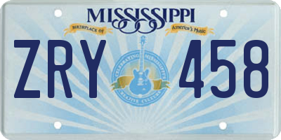 MS license plate ZRY458