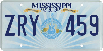 MS license plate ZRY459