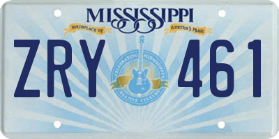 MS license plate ZRY461