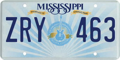 MS license plate ZRY463