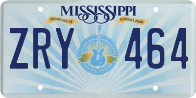 MS license plate ZRY464
