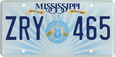 MS license plate ZRY465