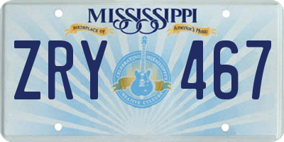 MS license plate ZRY467