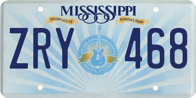 MS license plate ZRY468