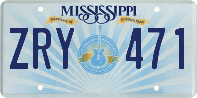 MS license plate ZRY471