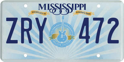 MS license plate ZRY472