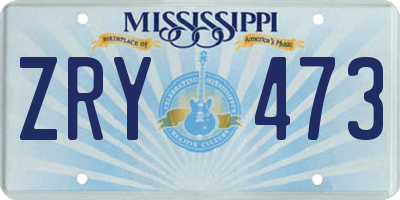 MS license plate ZRY473