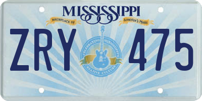 MS license plate ZRY475