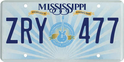 MS license plate ZRY477