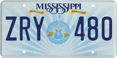 MS license plate ZRY480