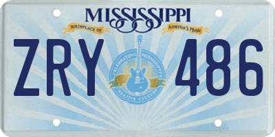 MS license plate ZRY486