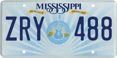 MS license plate ZRY488