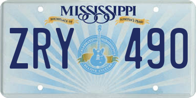 MS license plate ZRY490