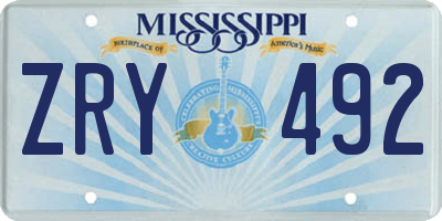 MS license plate ZRY492