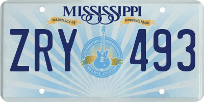 MS license plate ZRY493