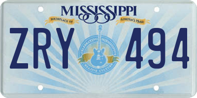 MS license plate ZRY494