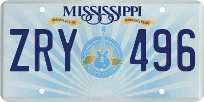 MS license plate ZRY496