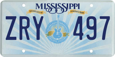 MS license plate ZRY497