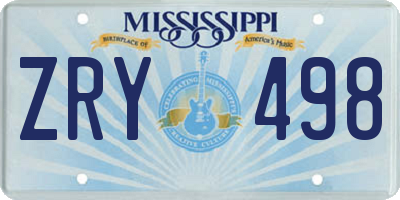 MS license plate ZRY498